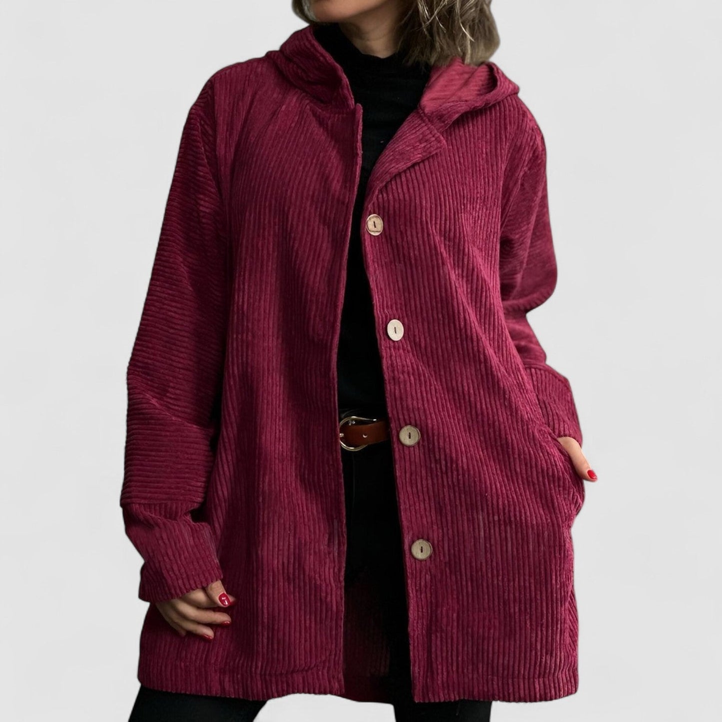 Helga | Cozy velvet jacket with hood
