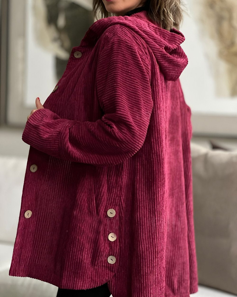 Helga | Cozy velvet jacket with hood