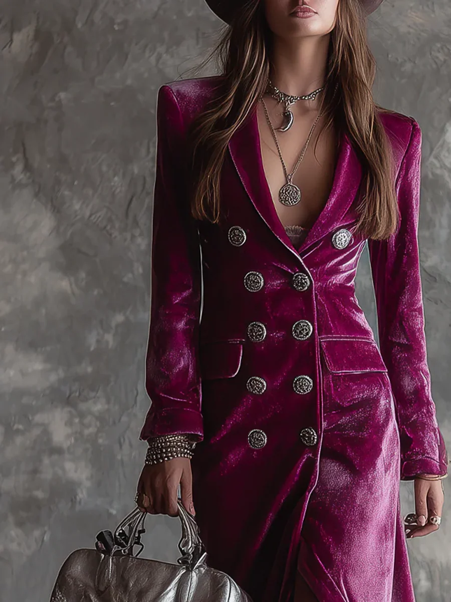 Isabel | Velvet Maxi Blazer Dress