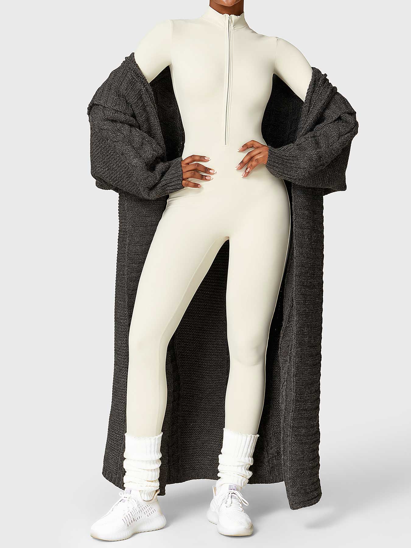 Fleece-Lined Long Sleeve Jumpsuit