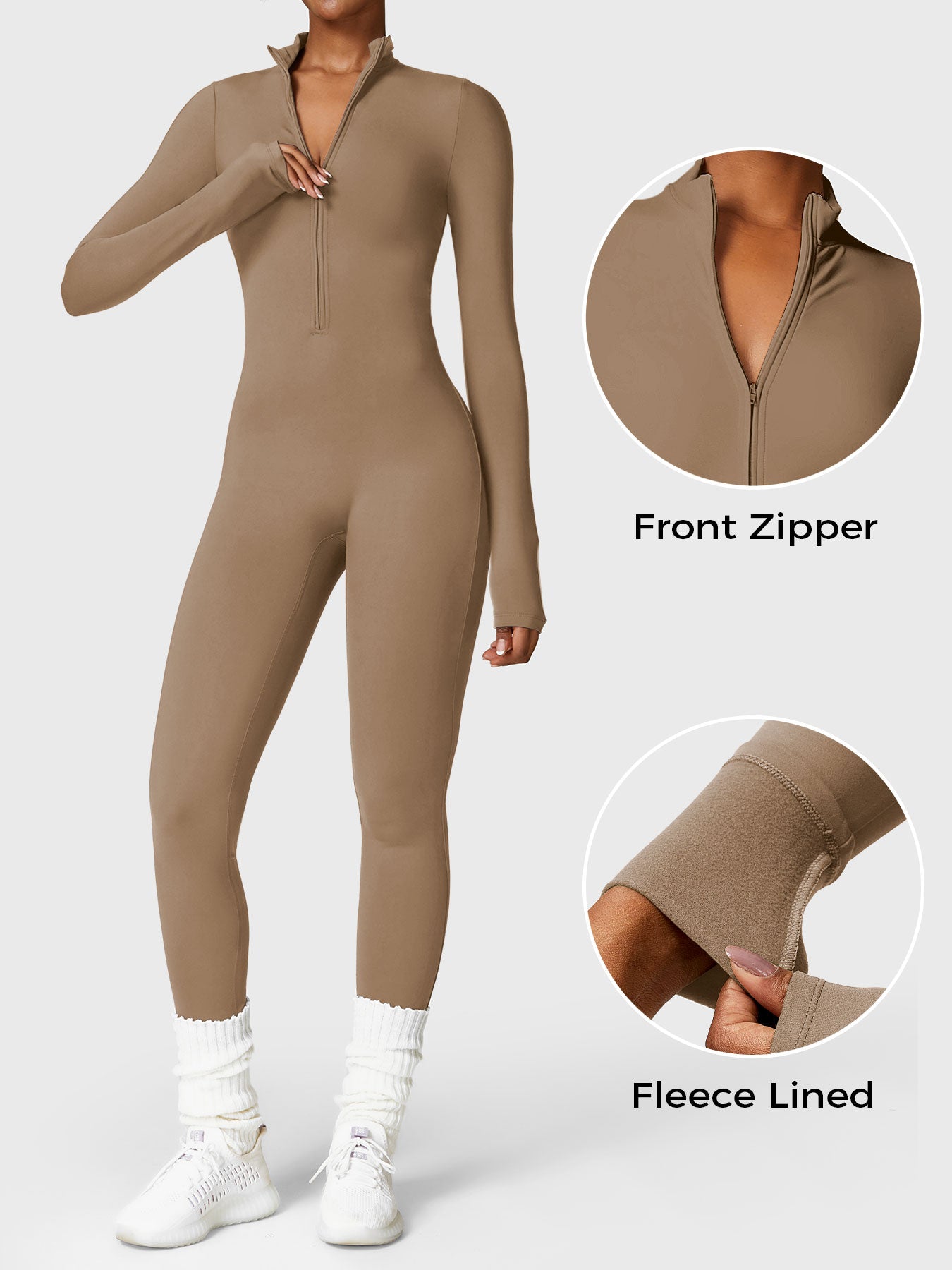 Fleece-Lined Long Sleeve Jumpsuit