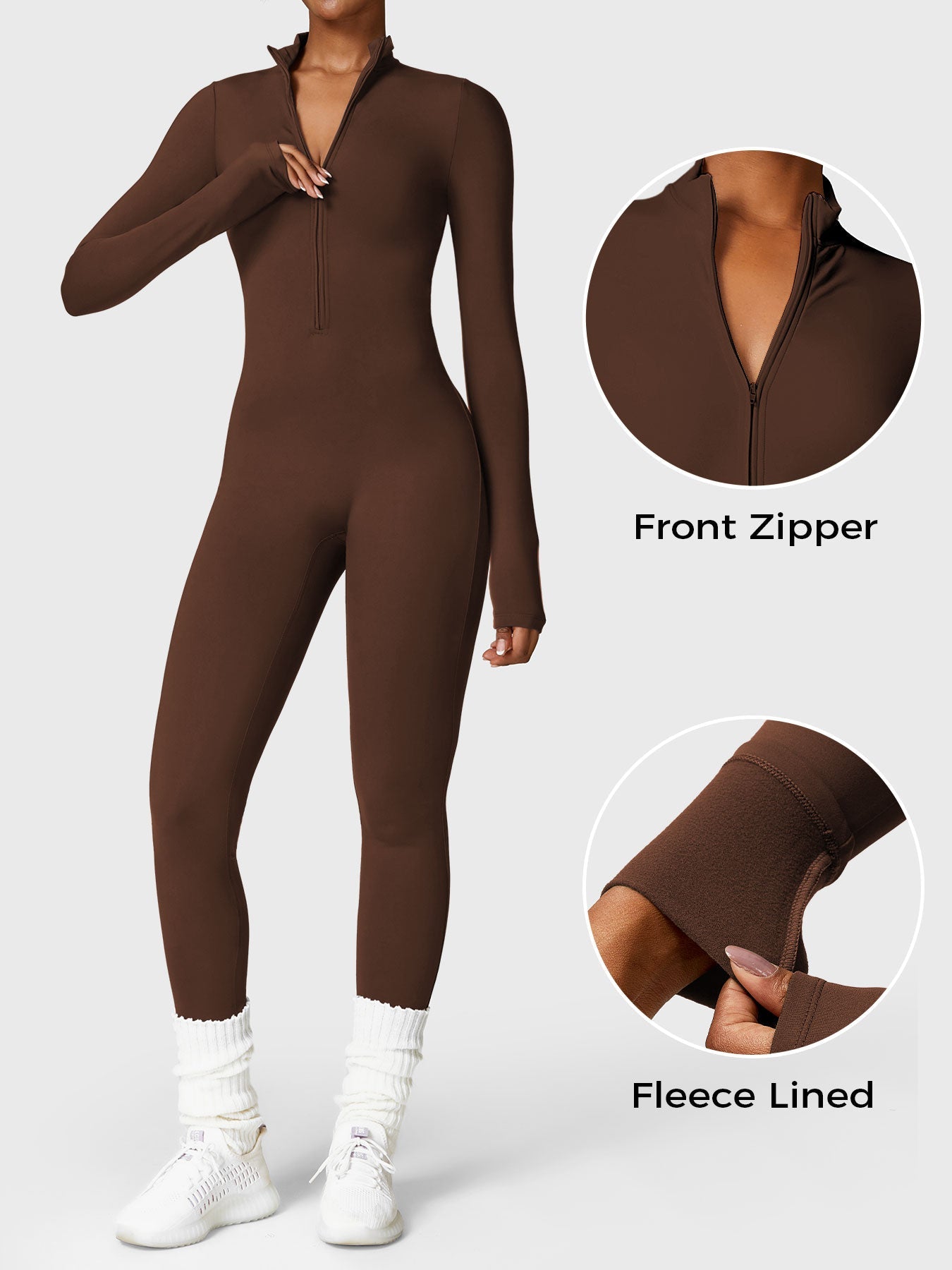 Fleece-Lined Long Sleeve Jumpsuit