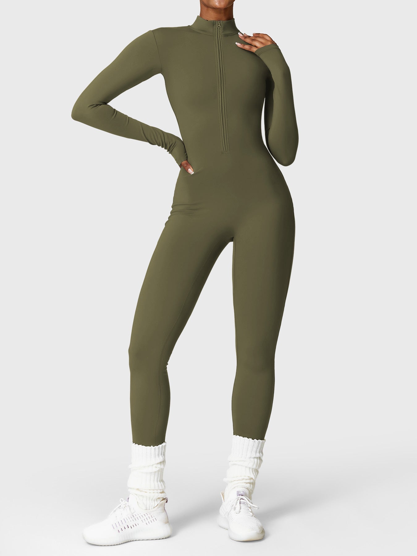 Fleece-Lined Long Sleeve Jumpsuit