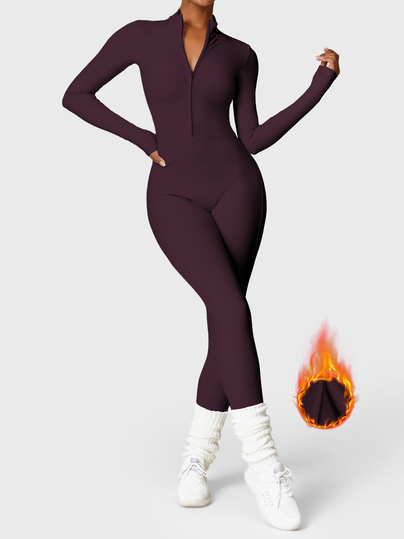 Fleece-Lined Long Sleeve Jumpsuit