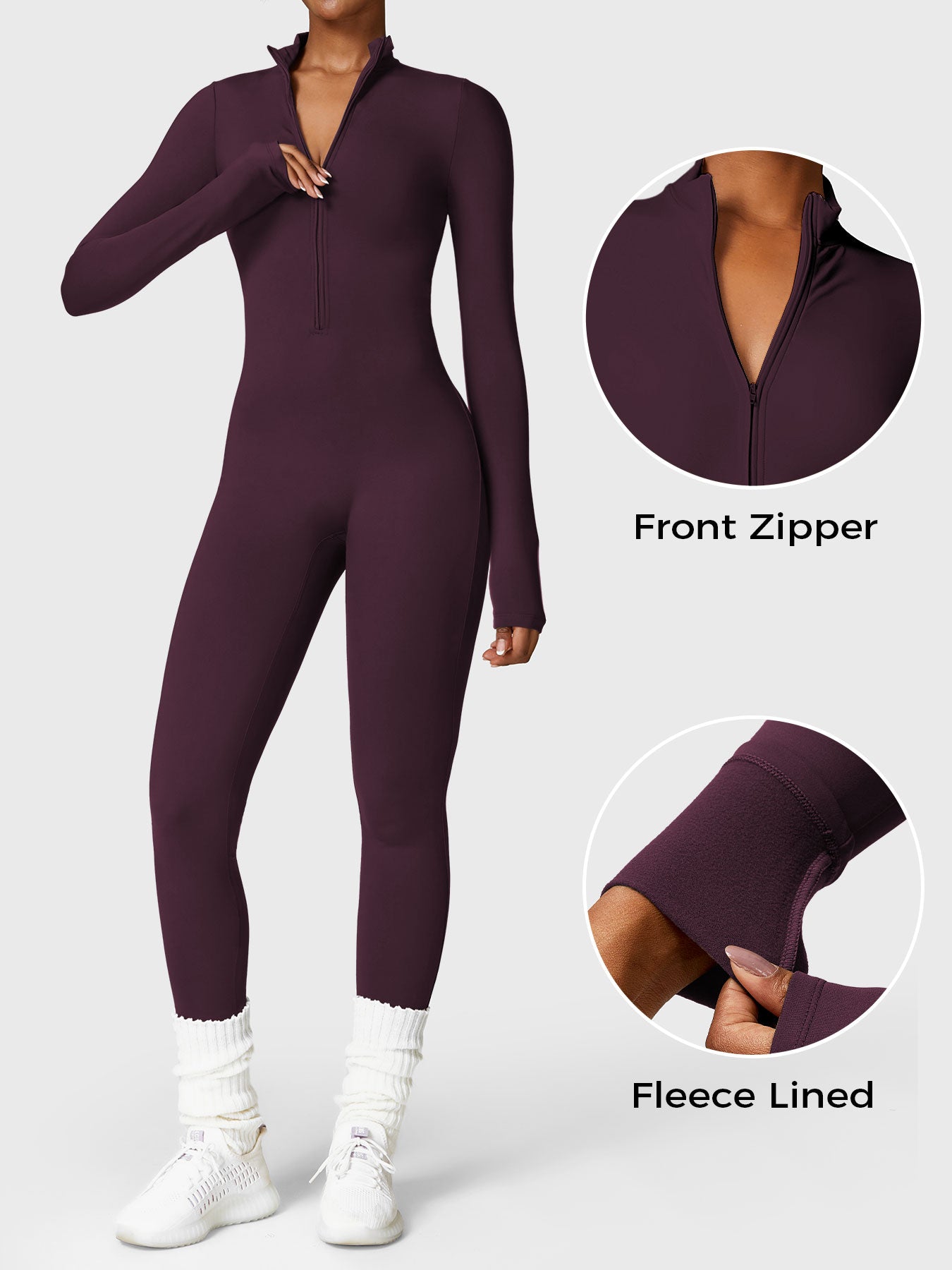 Fleece-Lined Long Sleeve Jumpsuit