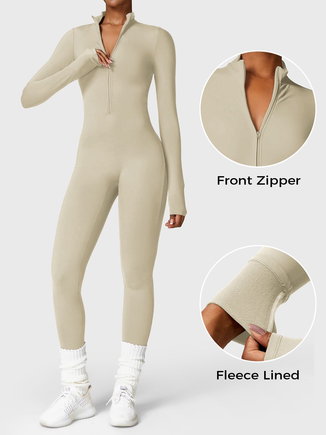 Fleece-Lined Long Sleeve Jumpsuit