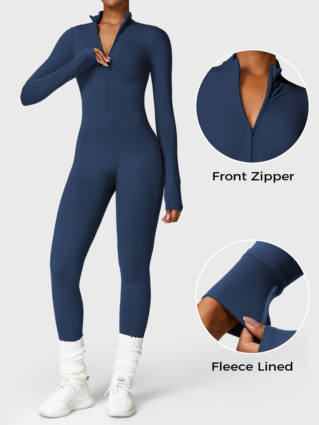 Fleece-Lined Long Sleeve Jumpsuit