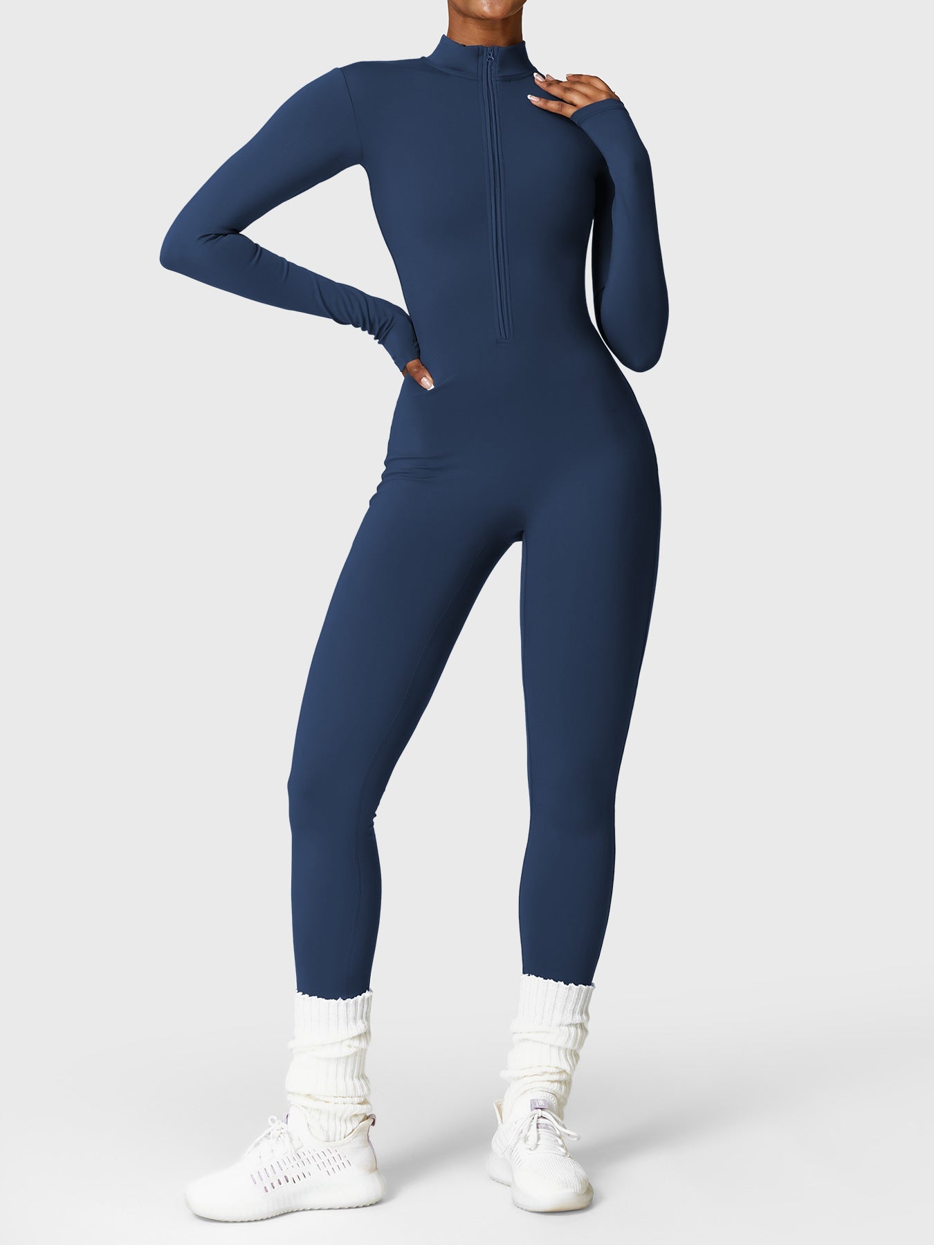 Fleece-Lined Long Sleeve Jumpsuit